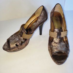 Carlos Santana Bronze Leather Heels Sz 9 GREAT CONDITION!